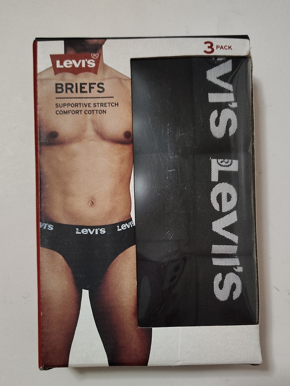 Levi's Men's Black Briefs - 3 Pack - Supportive Stretch Cotton - Size L -NIB